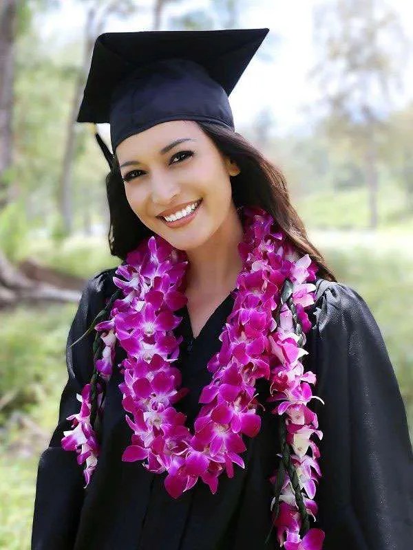 Double Orchid Graduation Lei in Purple