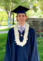 Double Orchid Graduation Lei in White