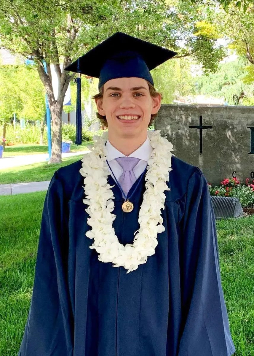 Double Orchid Graduation Lei in White
