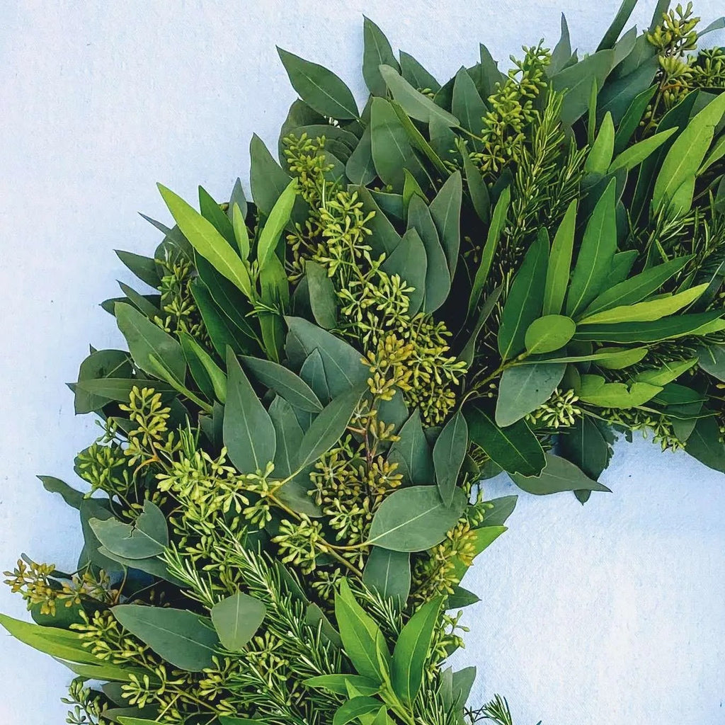 flower delivery verdant wreath close up